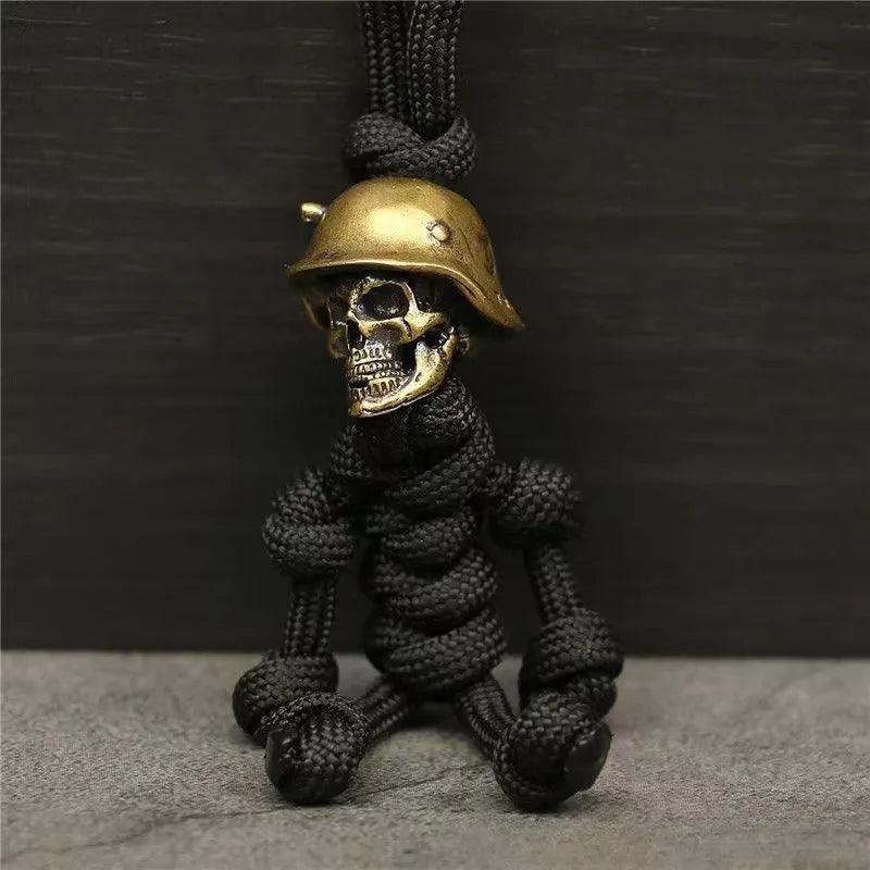 Vintage Skull Solider Braided Rope Keychain