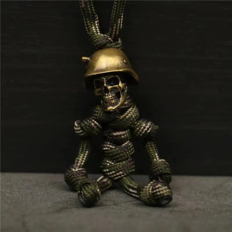 Vintage Skull Solider Braided Rope Keychain
