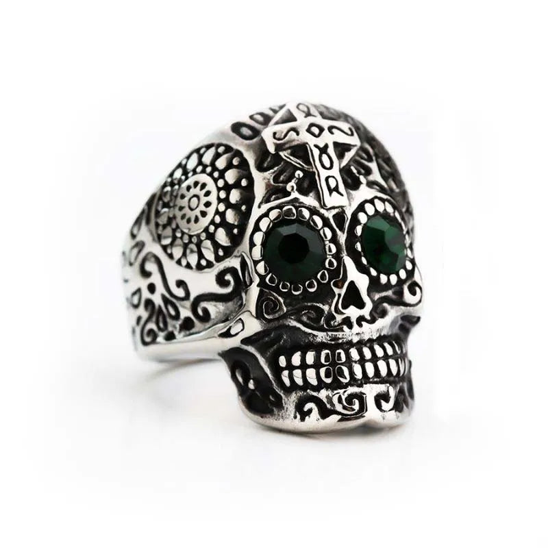 Vintage Gothic Halloween Stainless Steel Skull Ring