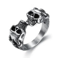 Vintage Gothic Stainless Steel Unisex Double Skull Ring