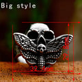 Vintage Moth Skull Stainless Steel Ring
