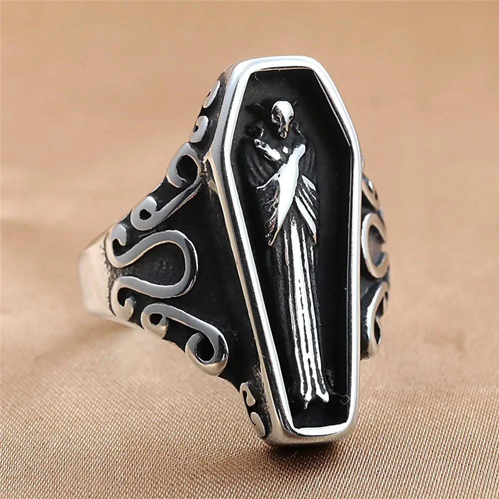 Vampire Coffin Stainless Steel Ring