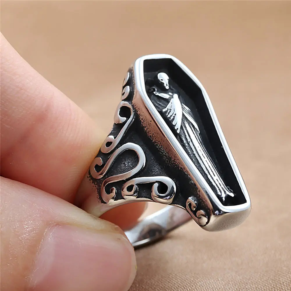 Vampire Coffin Stainless Steel Ring