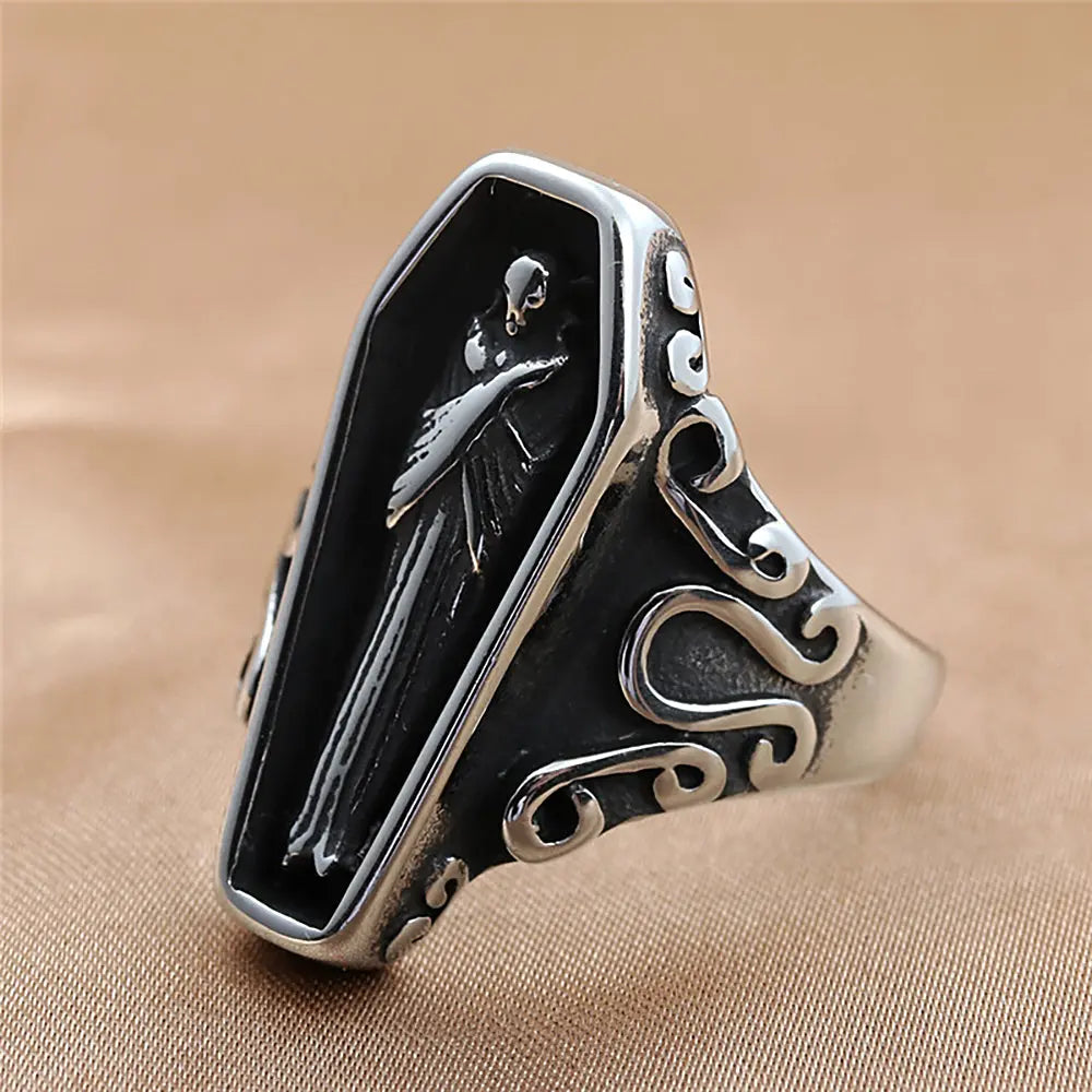 Vampire Coffin Stainless Steel Ring