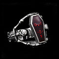 Vampire Coffin Stainless Steel Ruby Ring