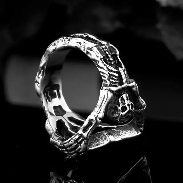 Vampire Coffin Stainless Steel Ruby Ring