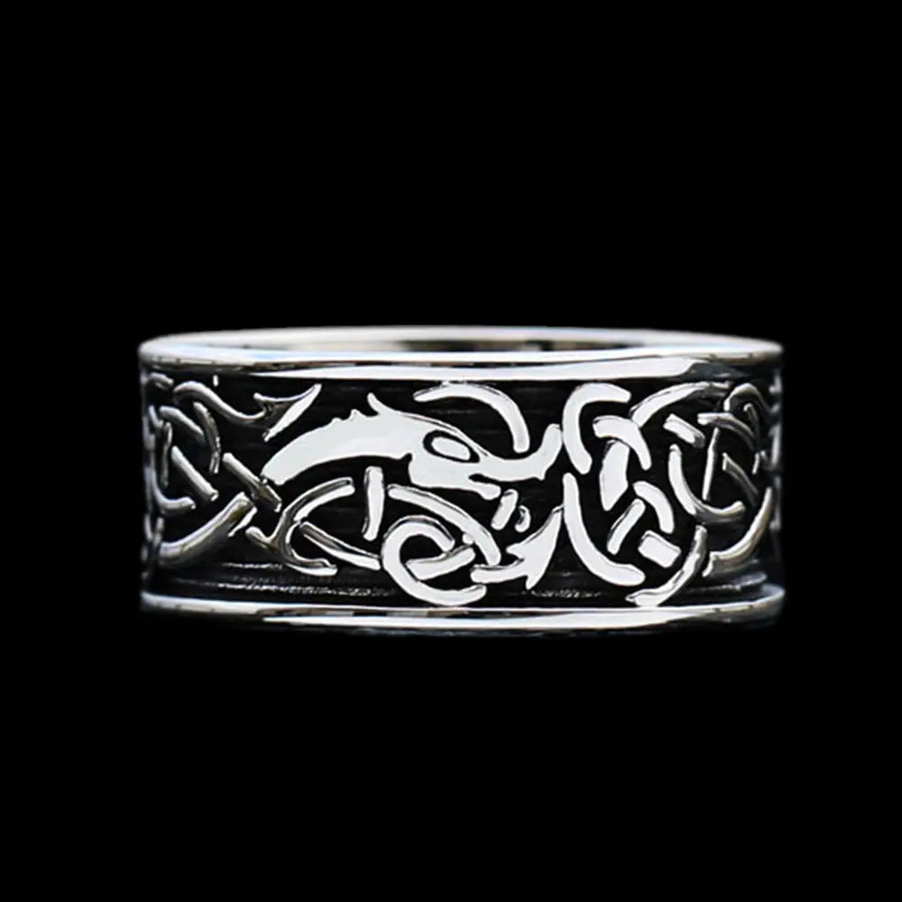 Viking Dragon Celtic Knot Stainless Steel Ring