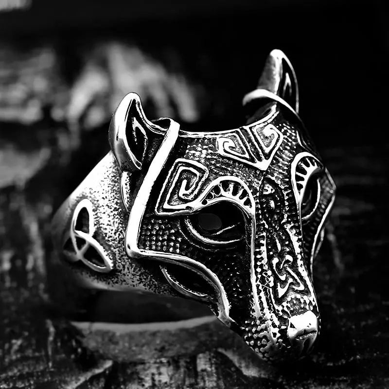 Viking Wolf Head Stainless Steel Vintage Ring