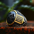Vintage Black Turquoise Stainless Steel Ring