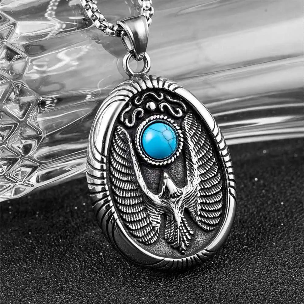 Vintage Blue Turquoise Eagle Pendant