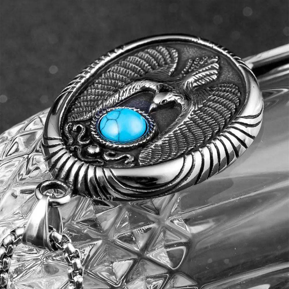 Vintage Blue Turquoise Eagle Pendant