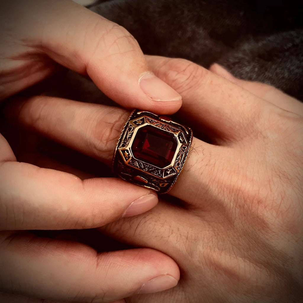 Vintage Bull Head Gem Ring