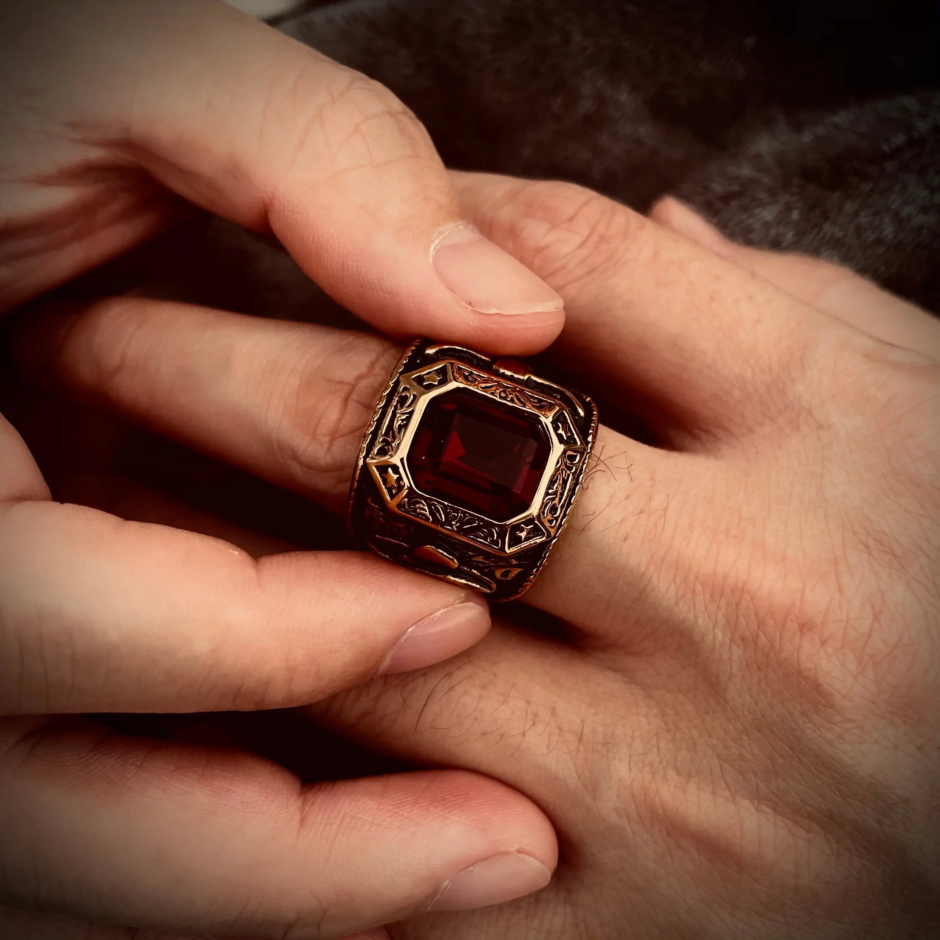 Vintage Bull Head Gem Ring