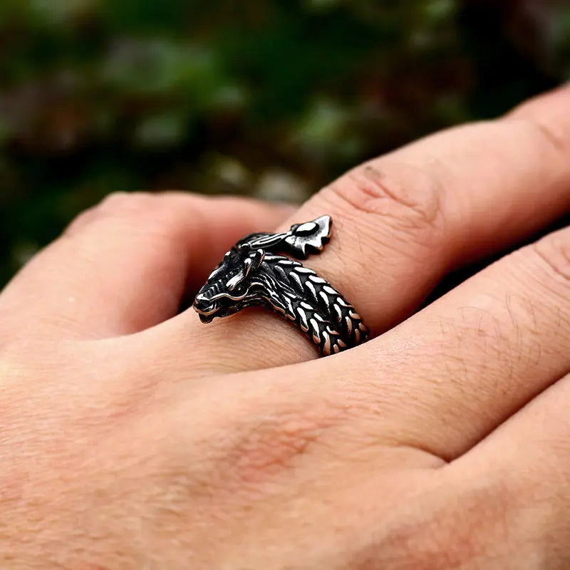 Vintage Dragon Stainless Steel Ring