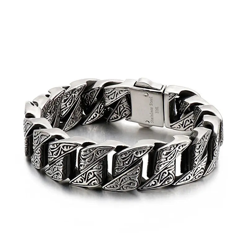 Vintage Floral Stainless Steel Bracelet