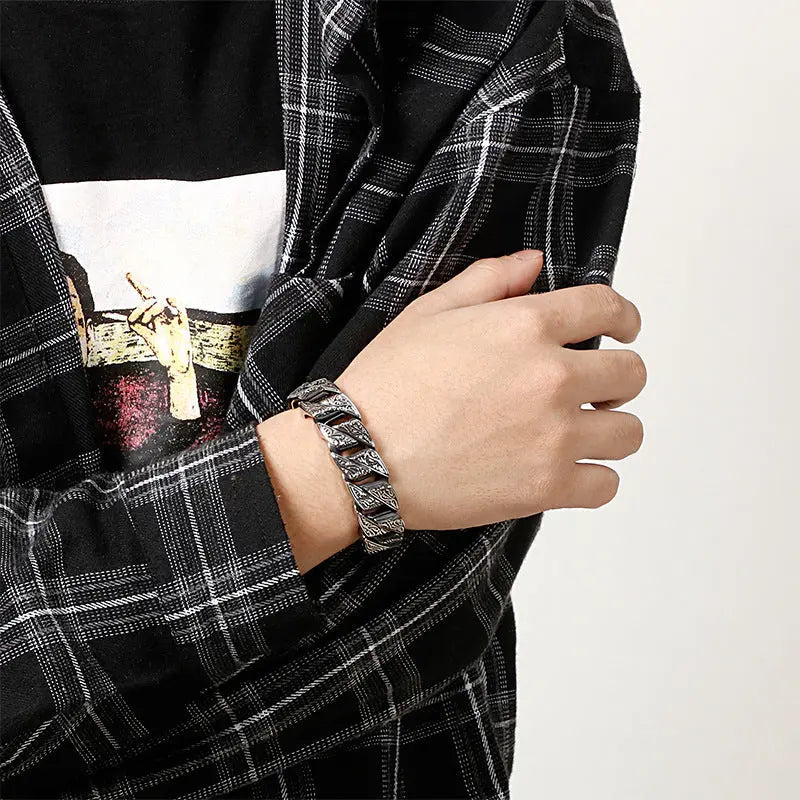 Vintage Floral Stainless Steel Bracelet