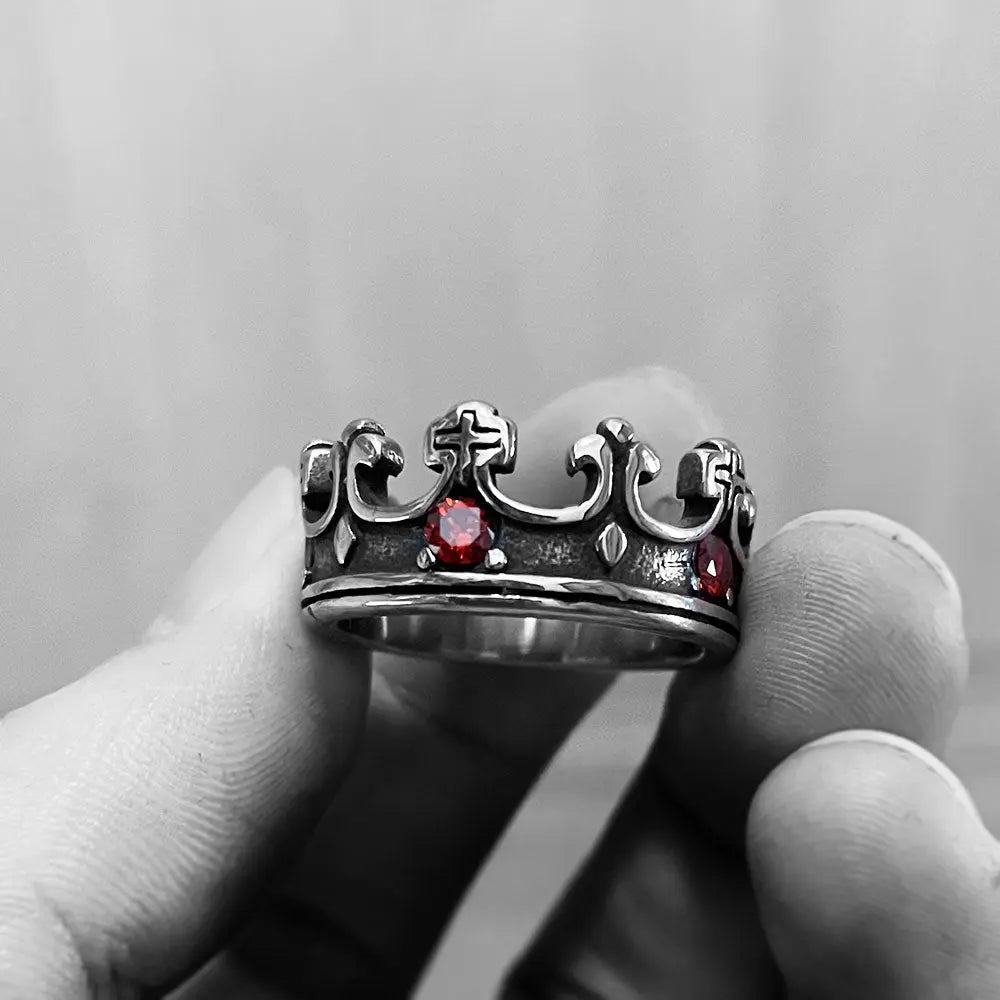 Vintage Gothic Ruby Crown Ring