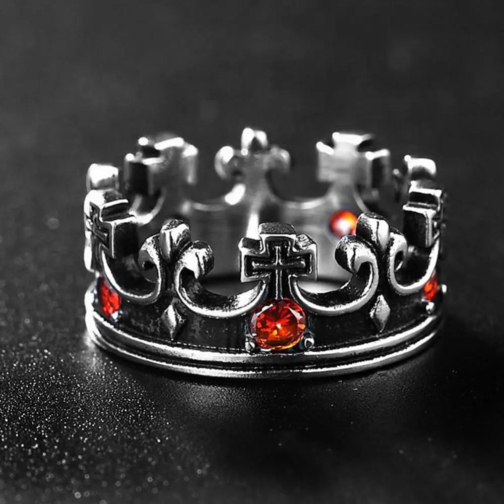 Vintage Gothic Ruby Crown Ring