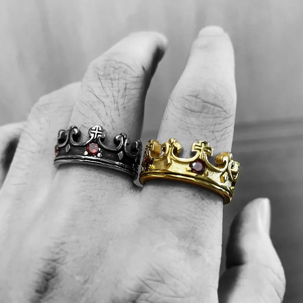 Vintage Gothic Ruby Crown Ring