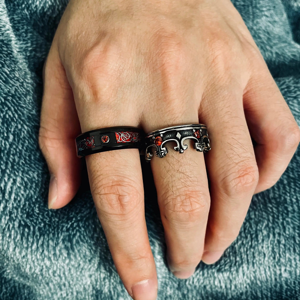 Vintage Gothic Ruby Crown Ring