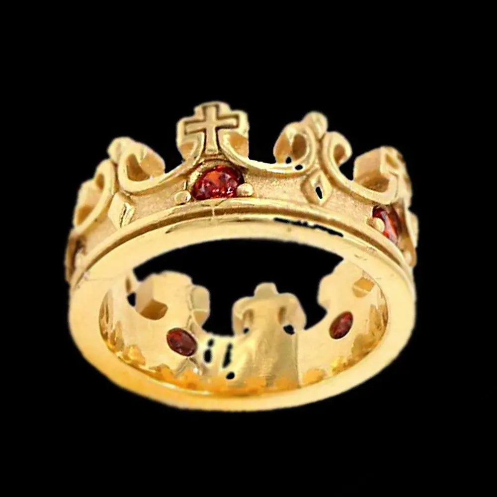 Vintage Gothic Ruby Crown Ring
