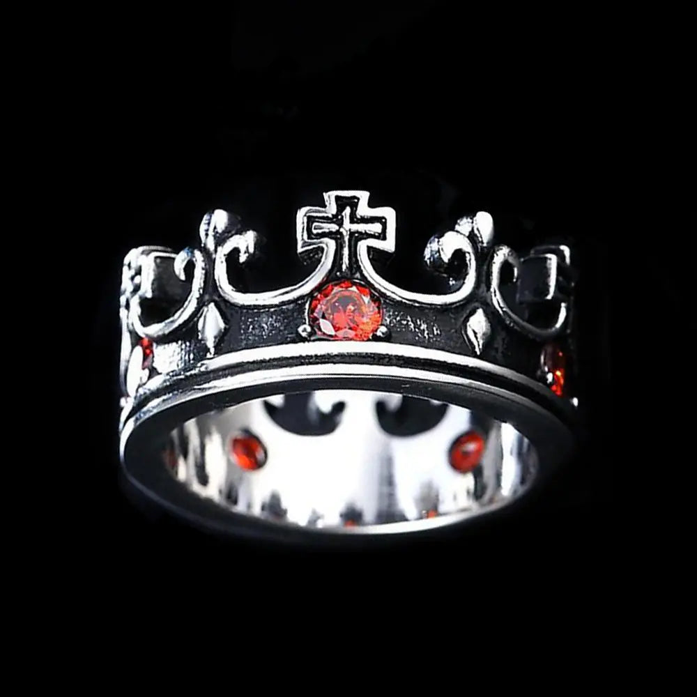 Vintage Gothic Ruby Crown Ring