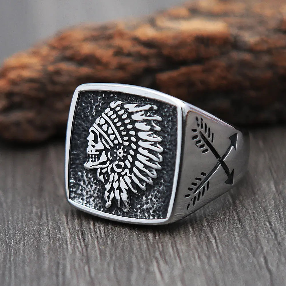 Vintage Indian Chief Skull Ring