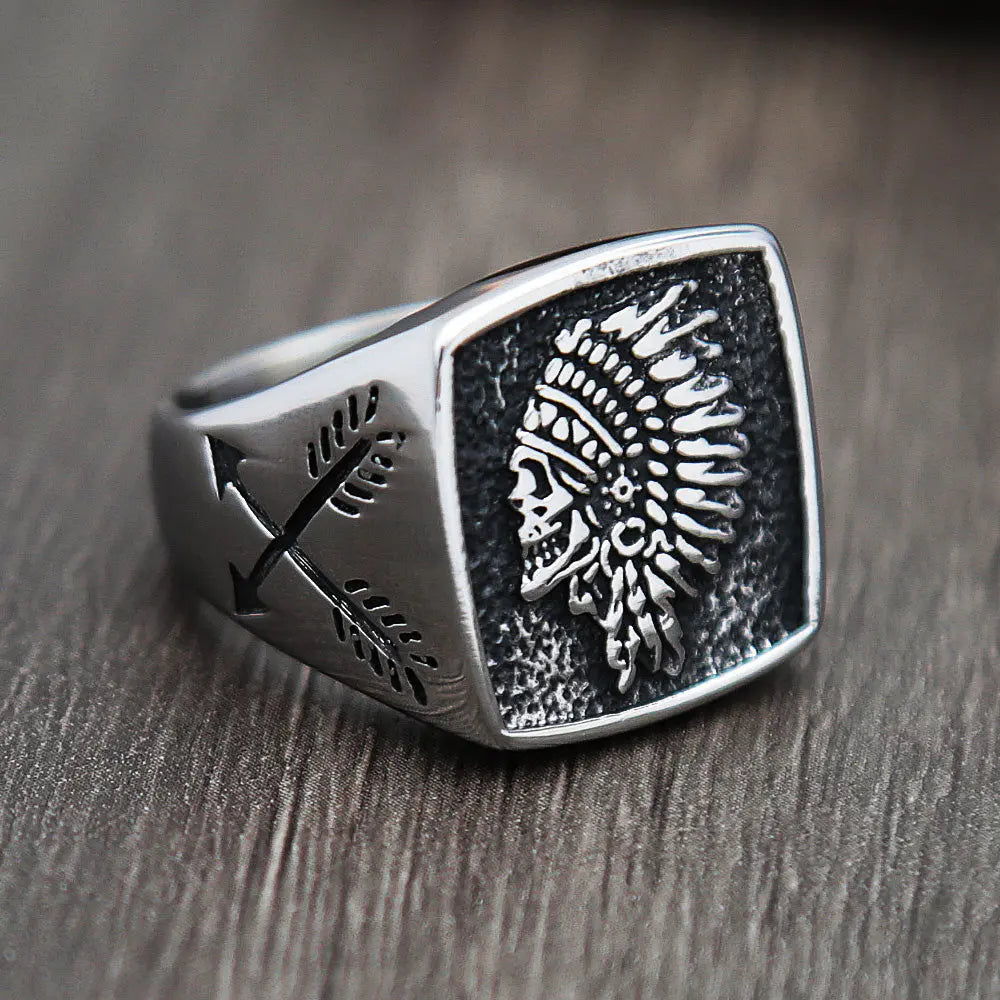 Vintage Indian Chief Skull Ring
