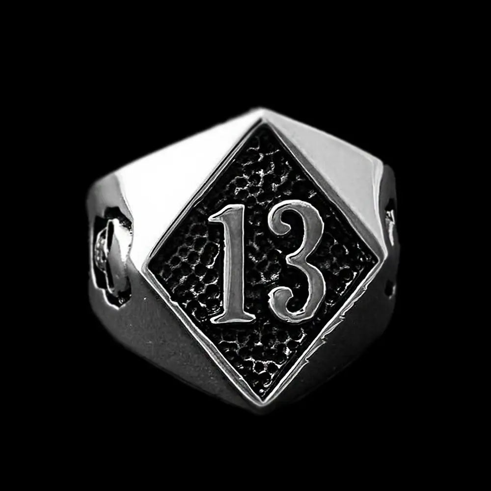 Vintage Lucky 13 Stainless Steel Ring
