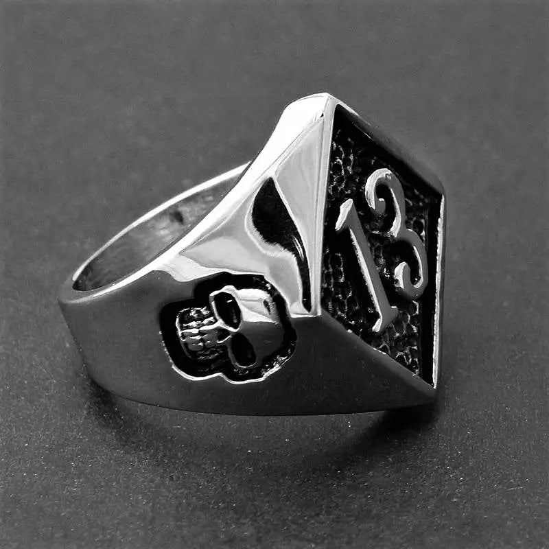Vintage Lucky 13 Stainless Steel Ring