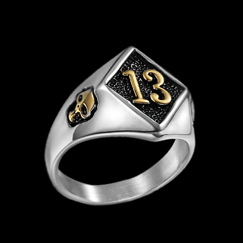 Vintage Lucky 13 Stainless Steel Ring