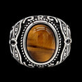 Vintage Oval Gemstone Stainless Steel Ring