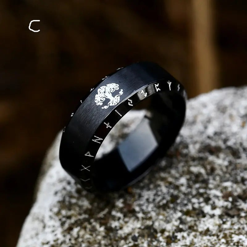 Vintage Tree of Life With Celtic Knot Rune Ring Band