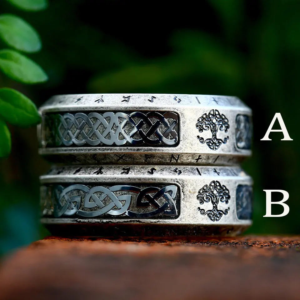 Vintage Tree of Life With Celtic Knot Rune Ring Band