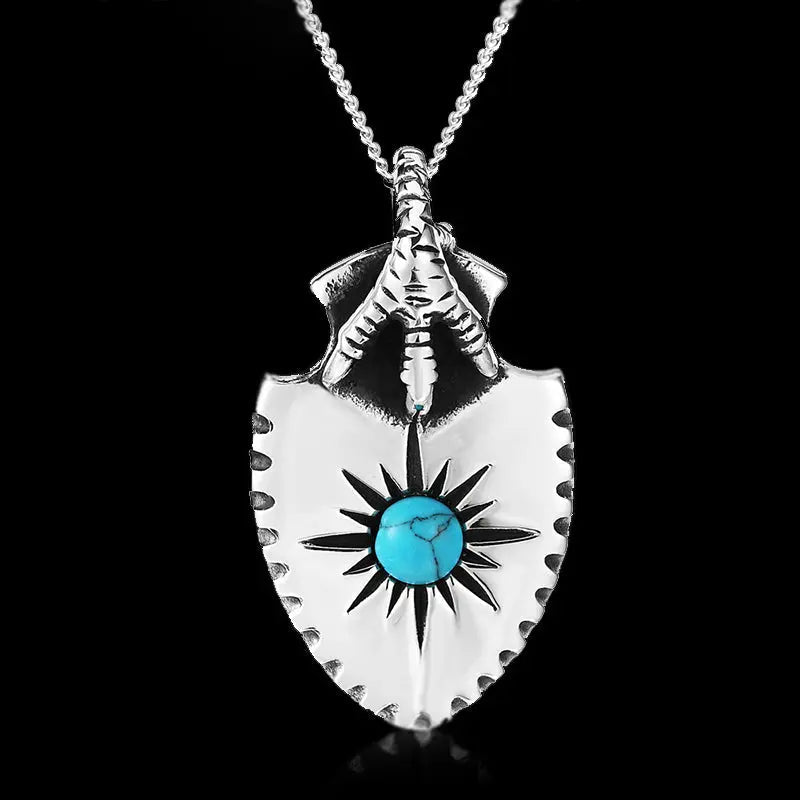 Vintage Turquoise Shield Pendant