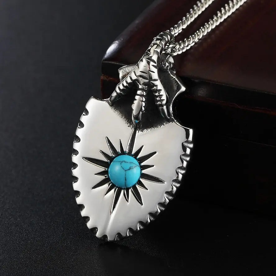 Vintage Turquoise Shield Pendant