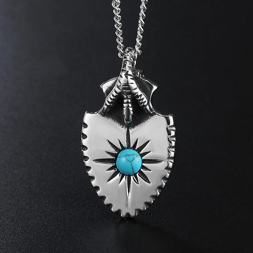 Vintage Turquoise Shield Pendant
