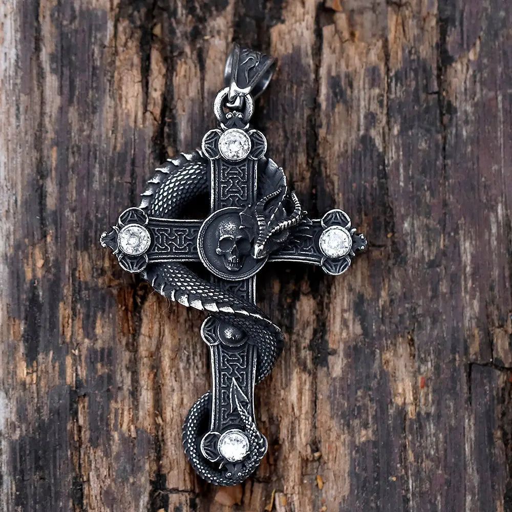 Vintage Winged Dragon Inlaid Stone Pendant