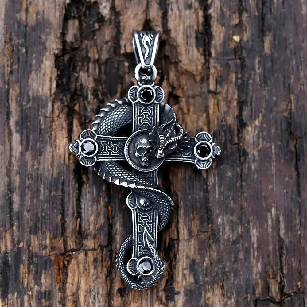 Vintage Winged Dragon Inlaid Stone Pendant