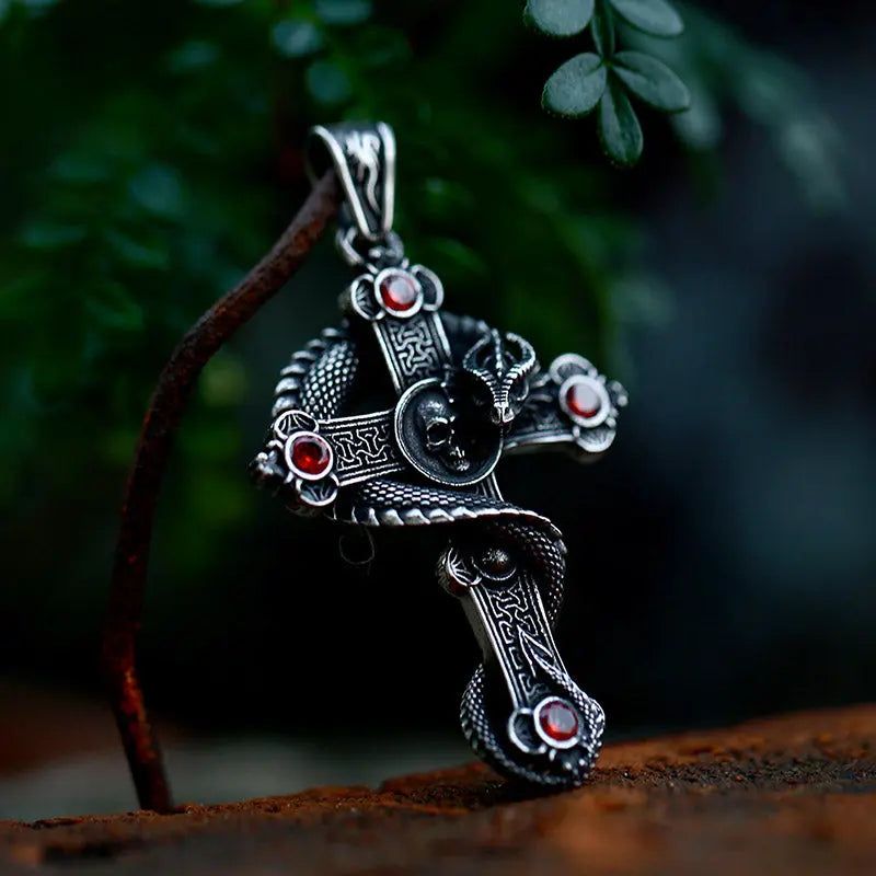 Vintage Winged Dragon Inlaid Stone Pendant