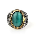 Vintage Engraved Gemstone Stainless Steel Ring