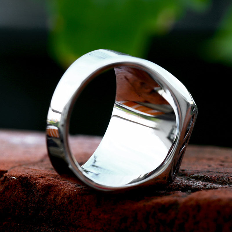Vintage Obsidian Stainless Steel Ring