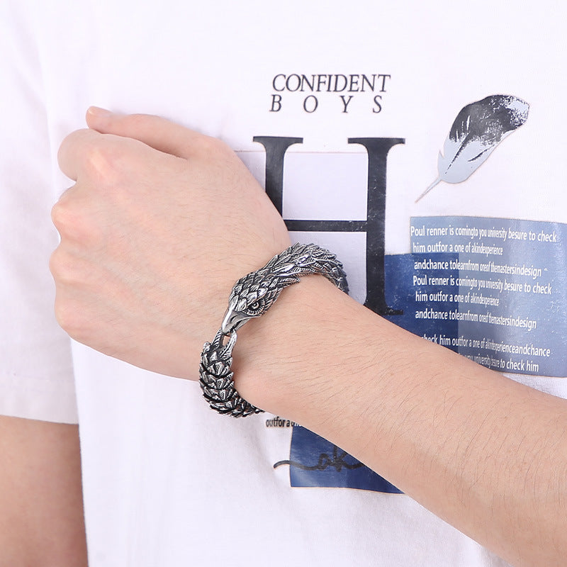Vintage Punk Serpent Body Eagle Head Bracelet
