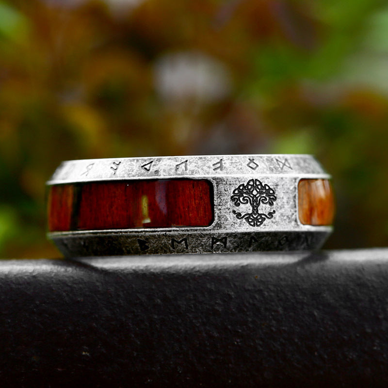 Vintage Tree of Life With Celtic Knot Rune Ring Band
