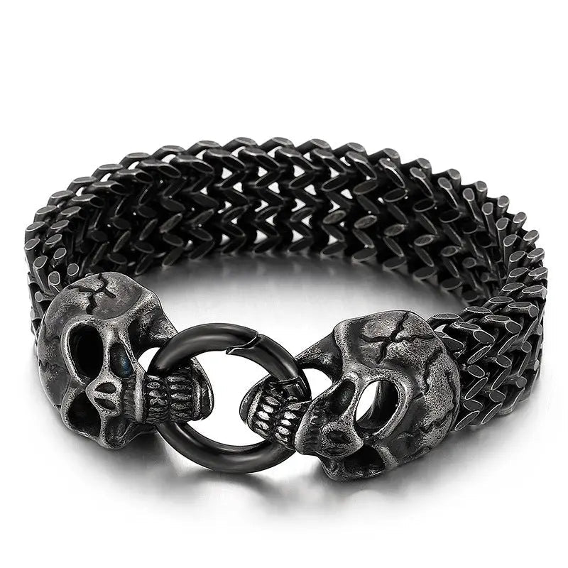 Wheat Link Skull Head Bracelet