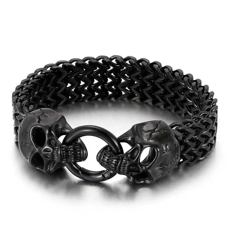 Wheat Link Skull Head Bracelet