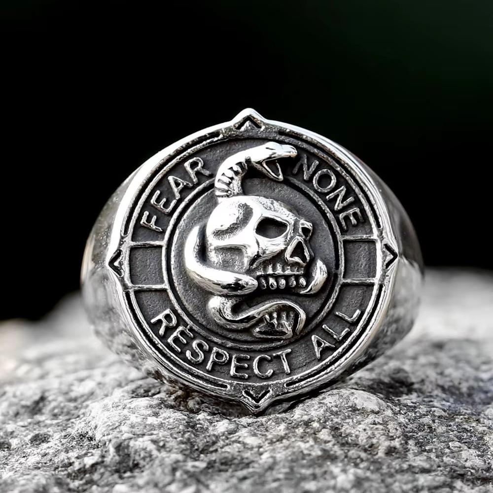 Gothic Skull Serpent Stainless Steel Ring