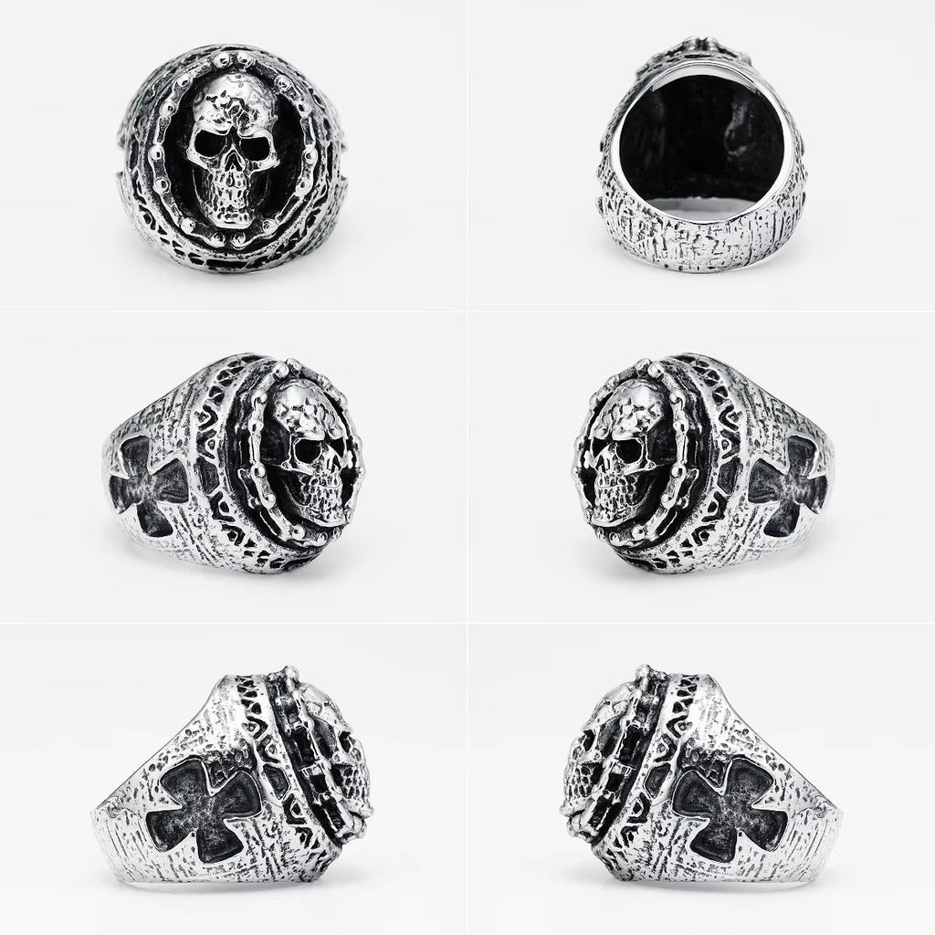 Chain Wrapped Skull Stainless Steel Ring