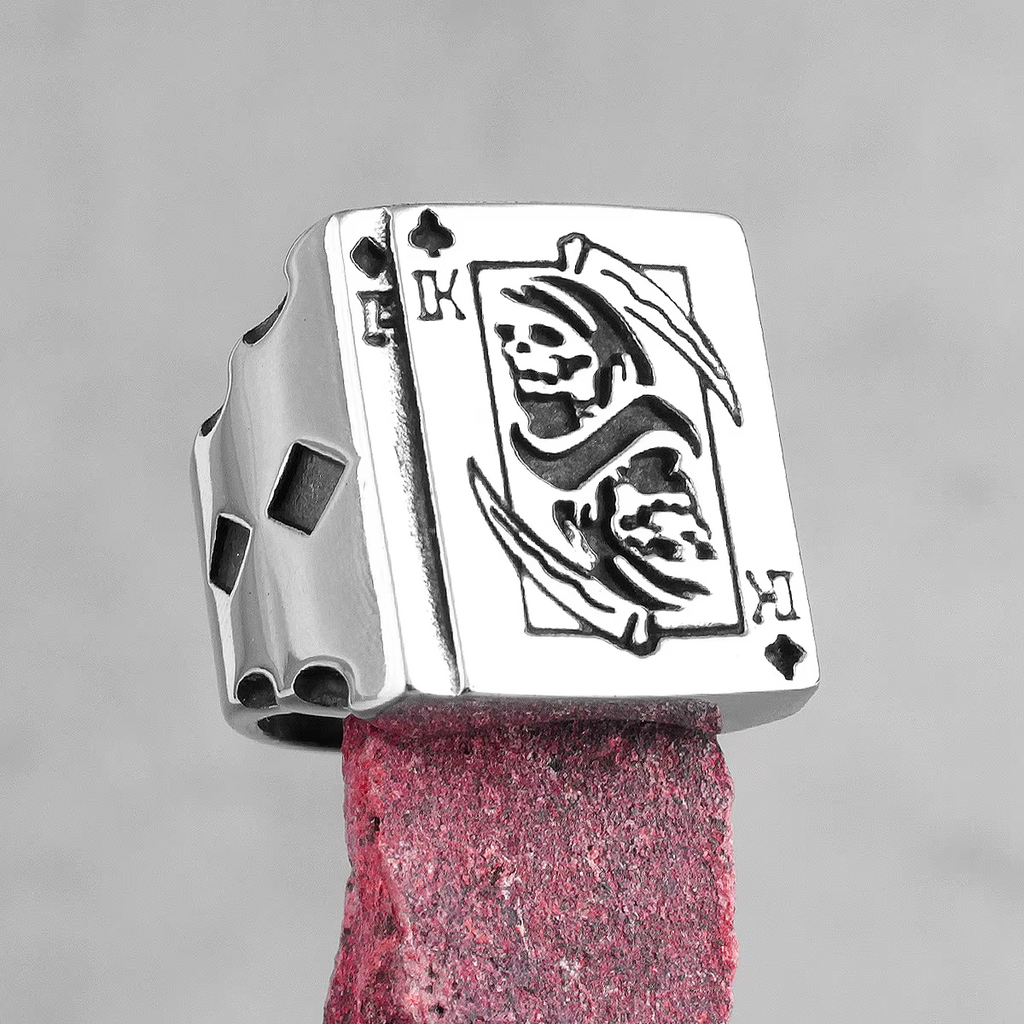 Grim Reaper Playing Card Stainless Steel Ring