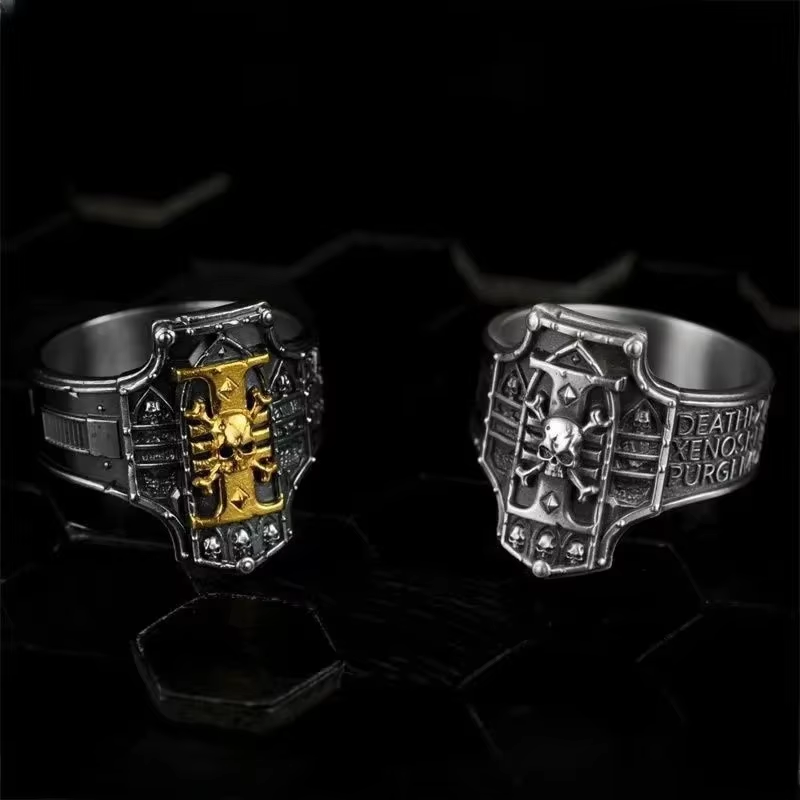 Inquisitorial Skull Shield Copper Ring